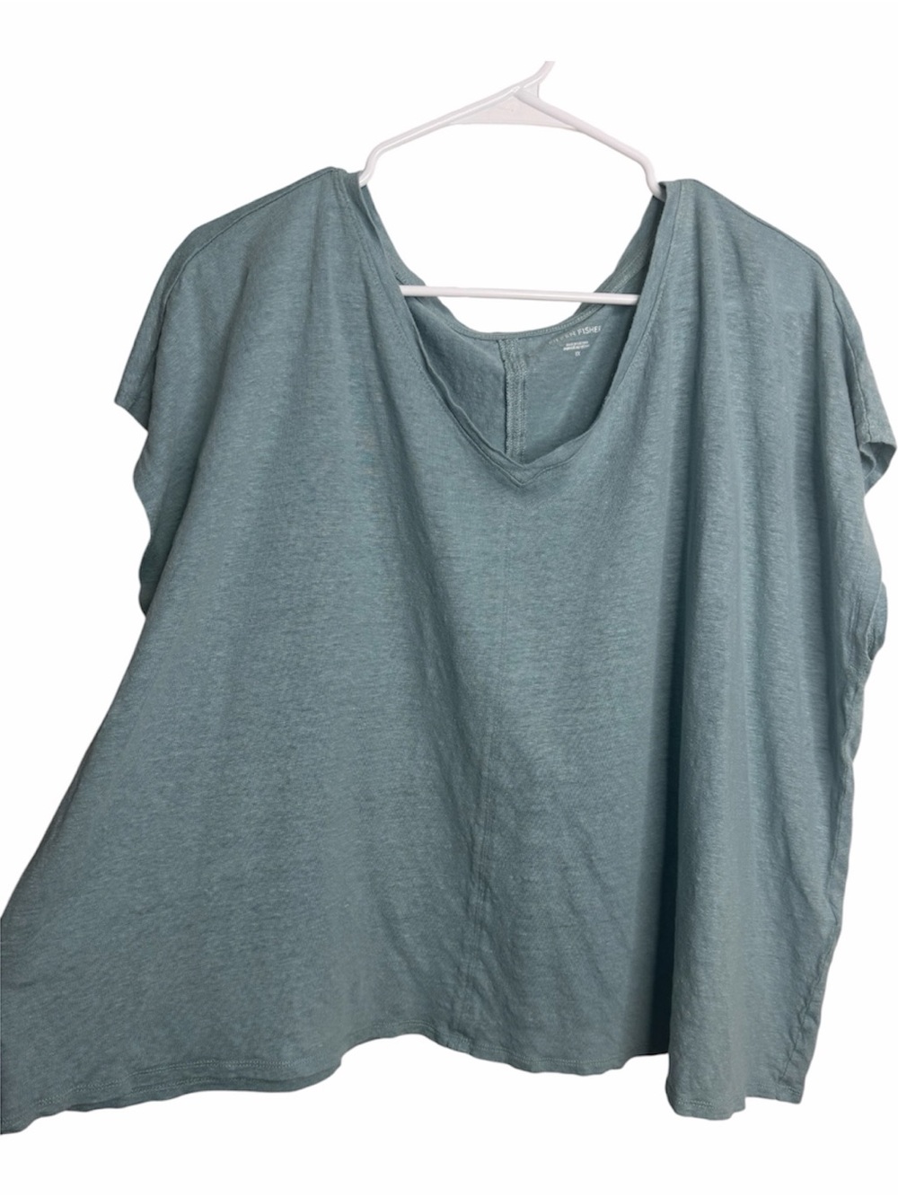 Eileen Fisher Organic Linen Coastal V‑Neck Wide Flowy Top SZ 1X Minimalist - Picture 2 of 8